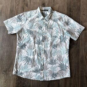 Travis Mathew Leaf Print Short Sleeve Polo Shirt Mens Large